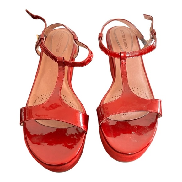 Corso Como T Strap Platform Wedge Red Buckle - Picture 1 of 11
